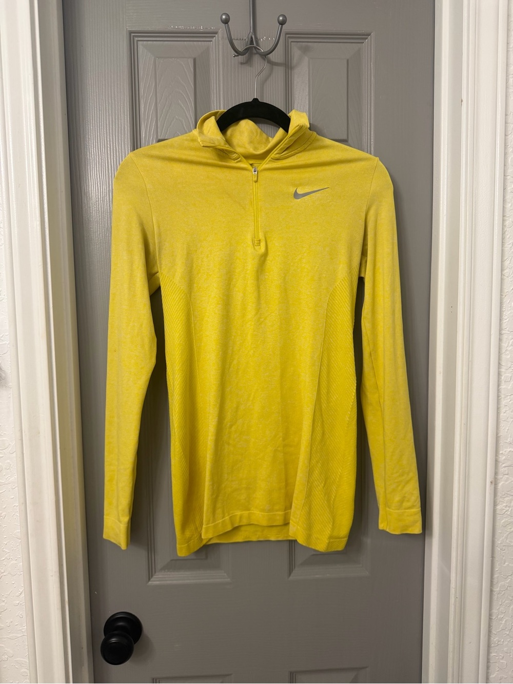 Nike Yellow Hooded Half-Zip Performance Top